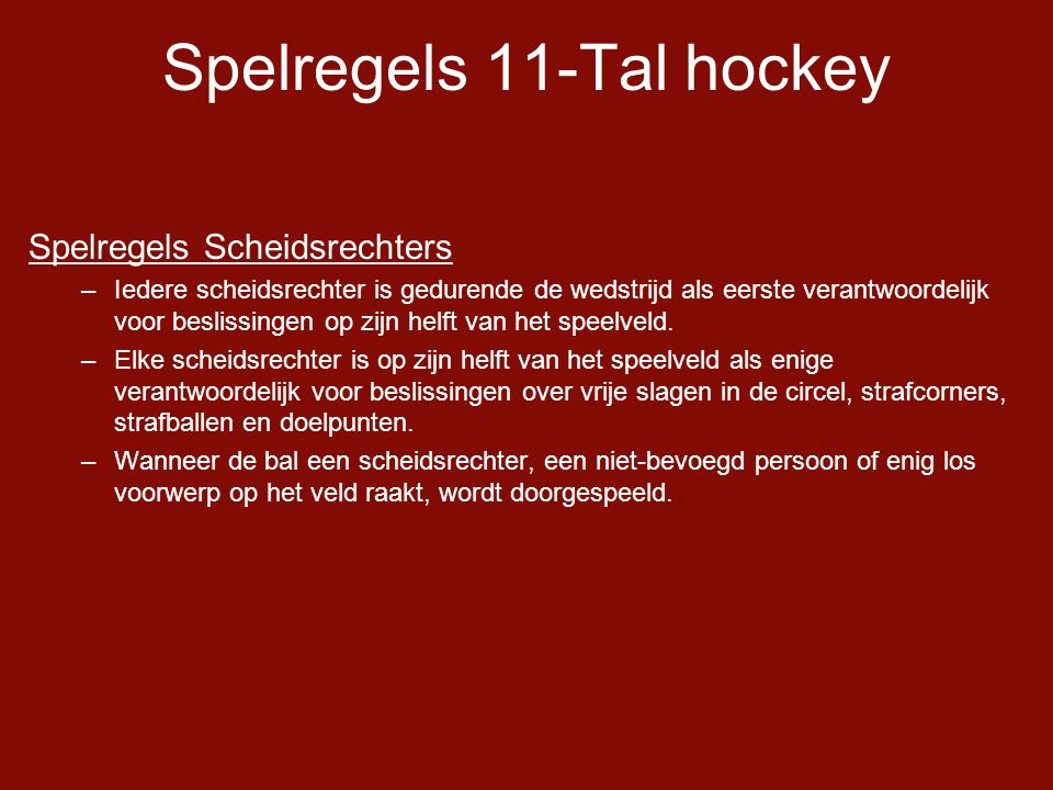 Spelregels 11-Tal hockey