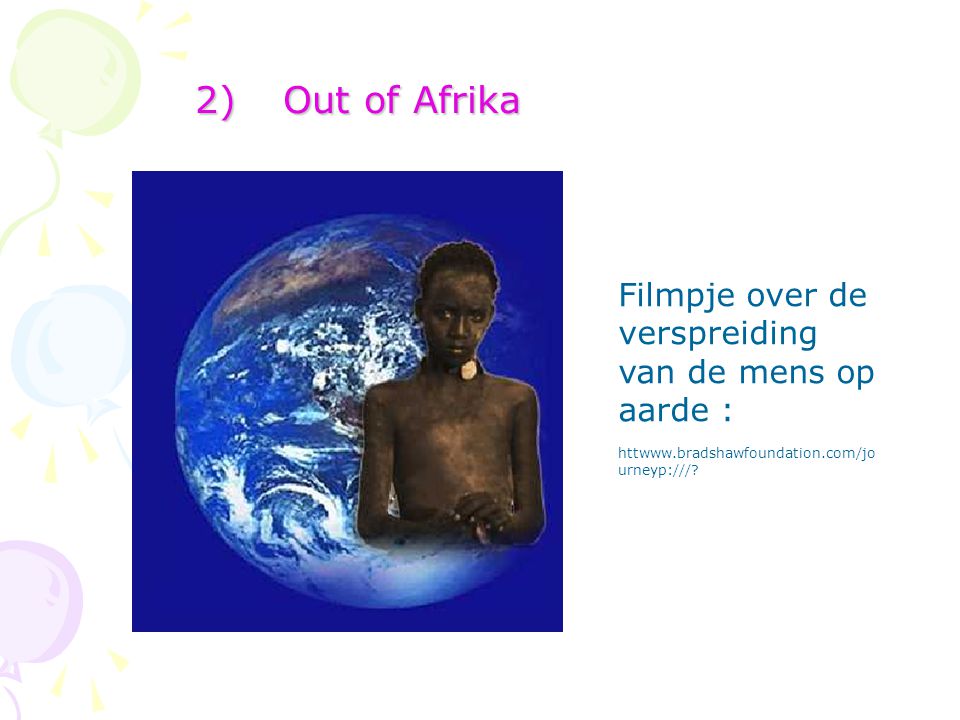 Out of Afrika Filmpje over de verspreiding van de mens op aarde :
