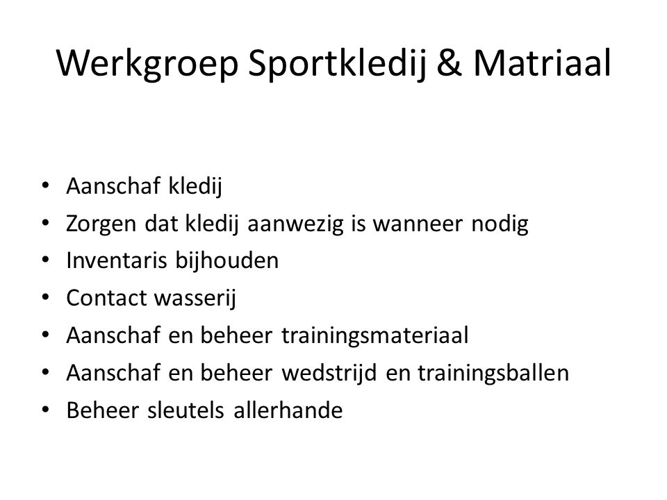 Werkgroep Sportkledij & Matriaal