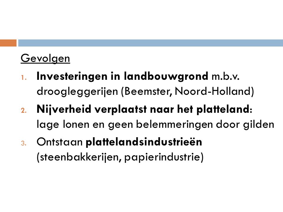 Gevolgen Investeringen in landbouwgrond m.b.v. droogleggerijen (Beemster, Noord-Holland)