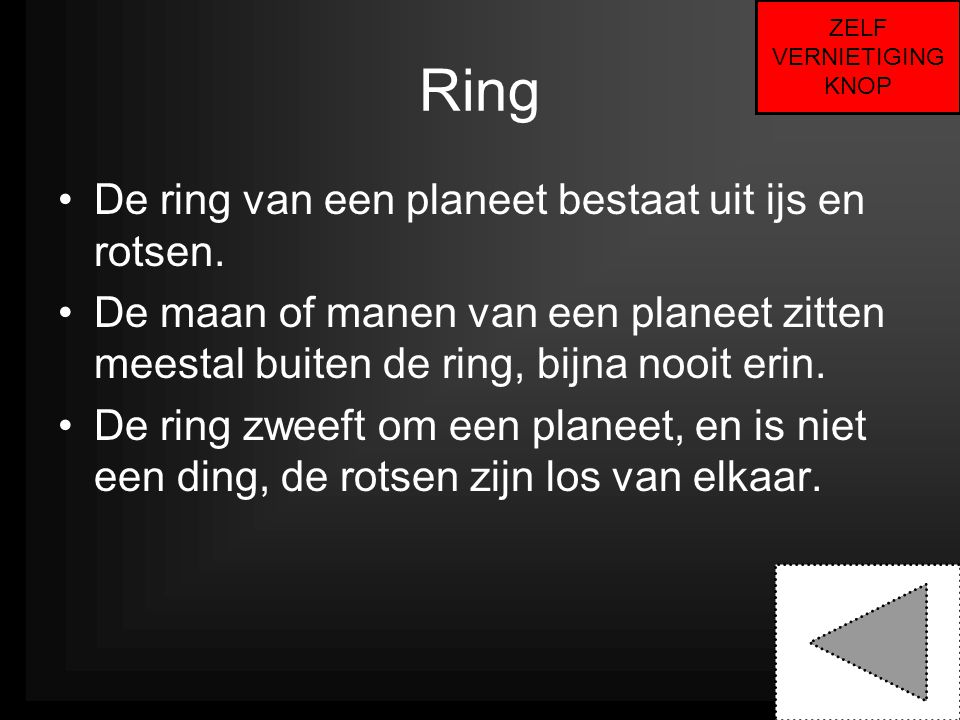 Ring De ring van een planeet bestaat uit ijs en rotsen.