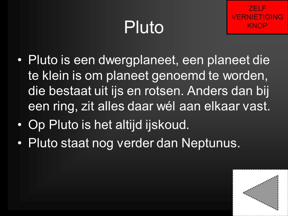 ZELF VERNIETIGING. KNOP. Pluto.