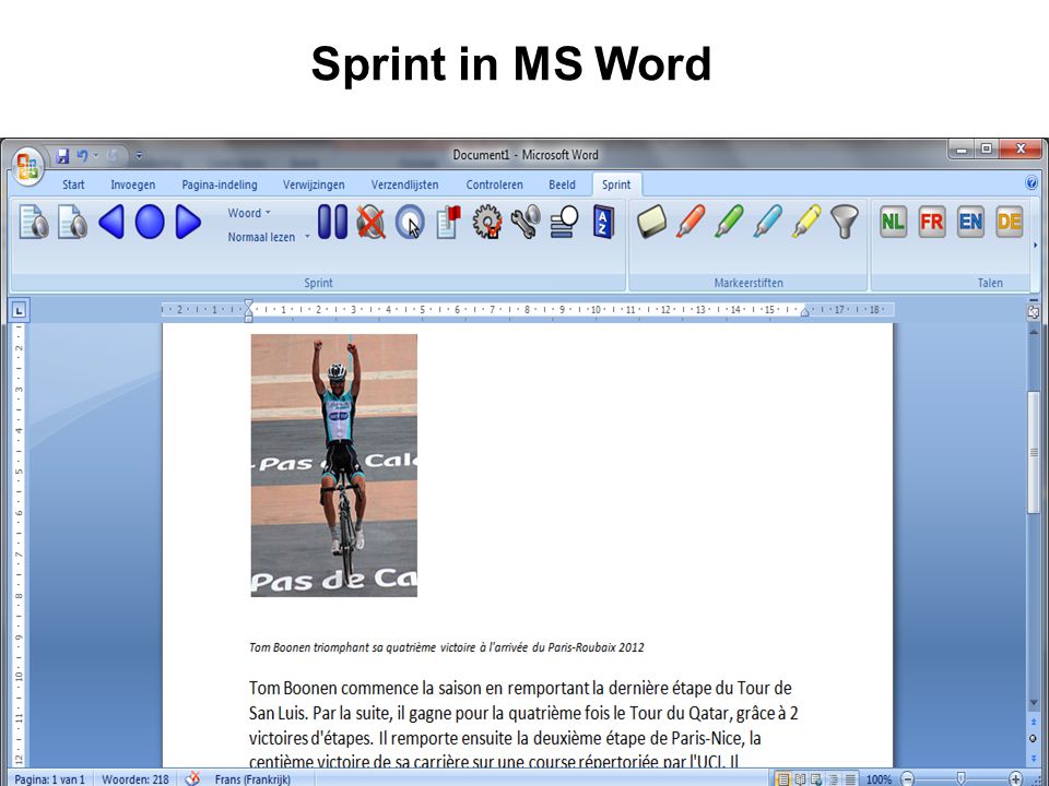 Sprint in MS Word Jabbla