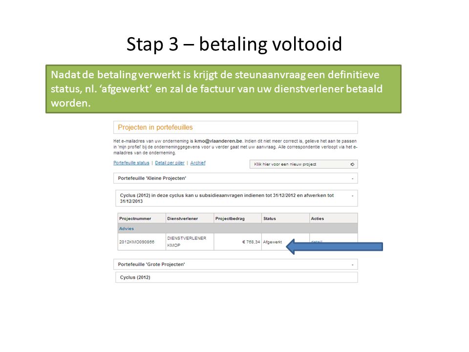 Stap 3 – betaling voltooid
