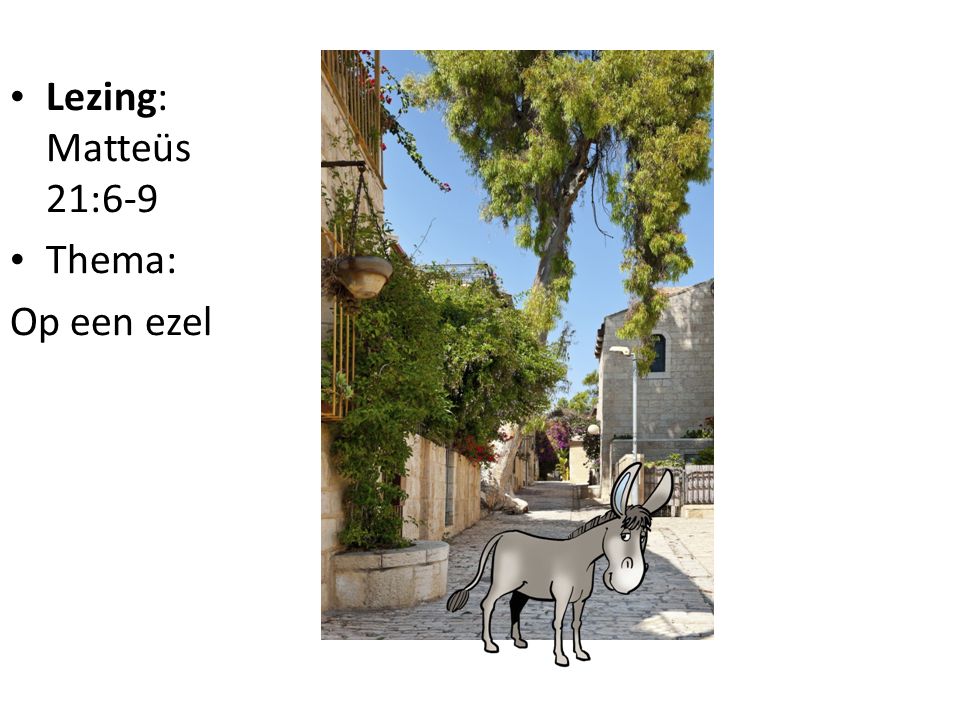 Lezing: Matteüs 21:6-9 Thema: Op een ezel