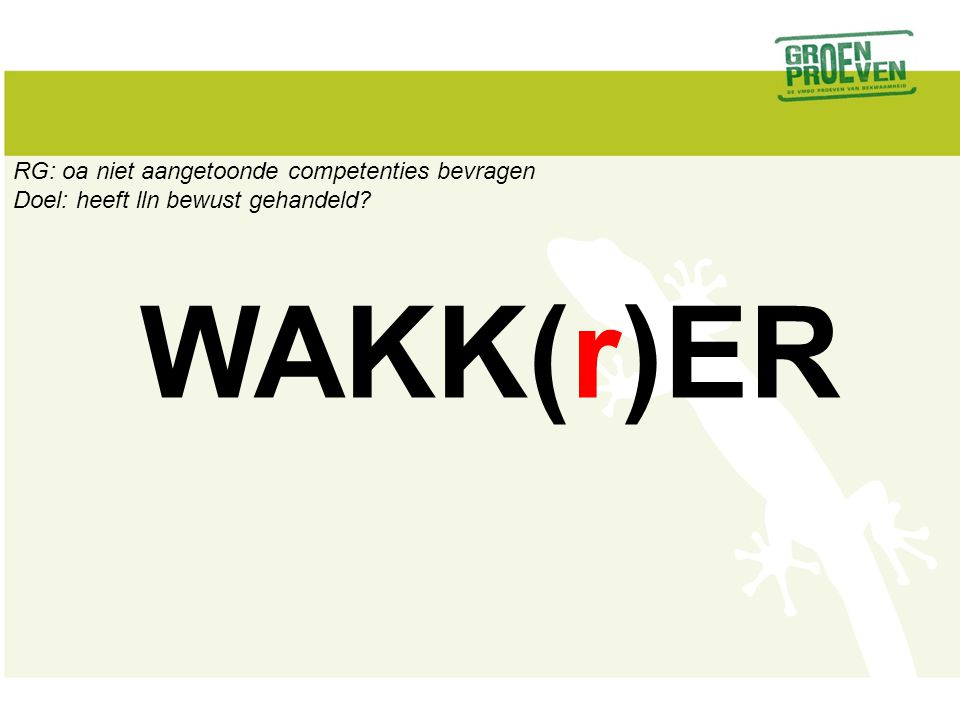 WAKK(r)ER RG: oa niet aangetoonde competenties bevragen
