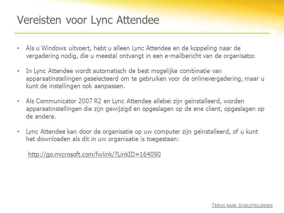 Vereisten voor Lync Attendee