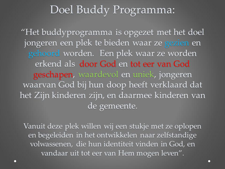 Doel Buddy Programma: Het buddyprogramma is opgezet met het doel jongeren een plek te bieden waar ze gezien en gehoord worden.