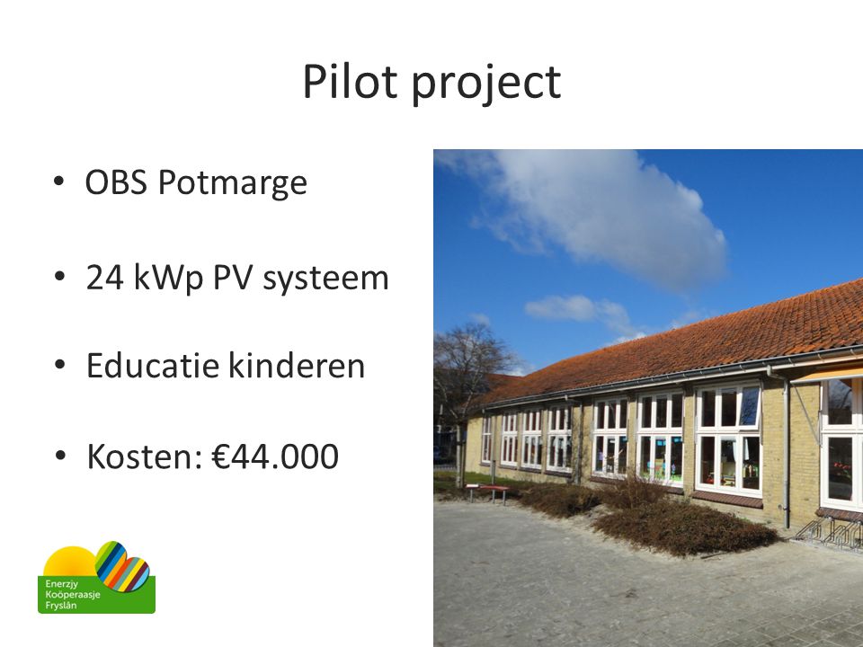 Pilot project OBS Potmarge 24 kWp PV systeem Educatie kinderen