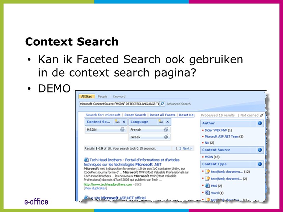 Context Search Kan ik Faceted Search ook gebruiken in de context search pagina DEMO