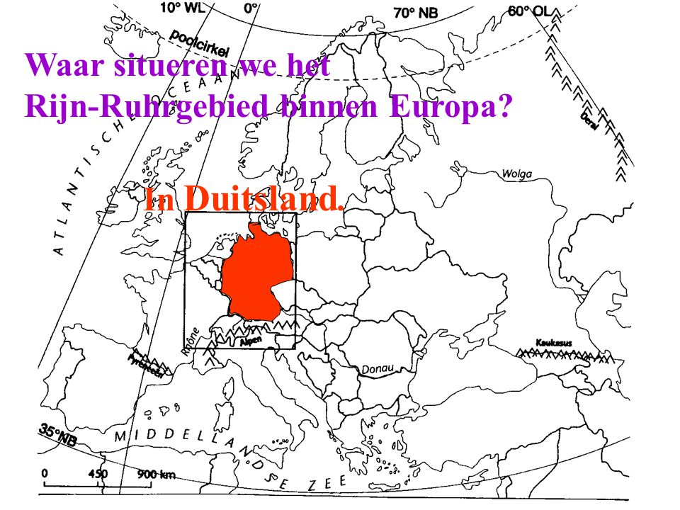 Waar situeren we het Rijn-Ruhrgebied binnen Europa In Duitsland.