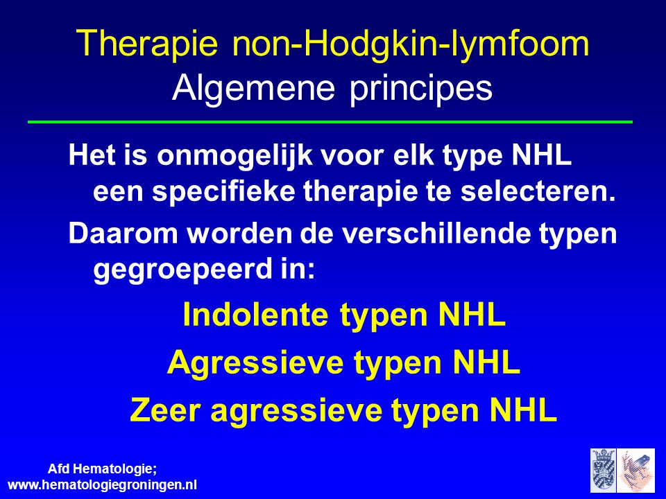 Therapie non-Hodgkin-lymfoom Algemene principes