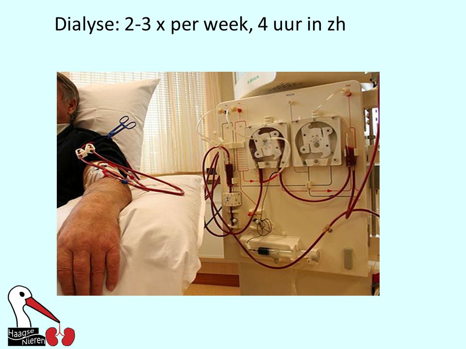 Dialyse: 2-3 x per week, 4 uur in zh