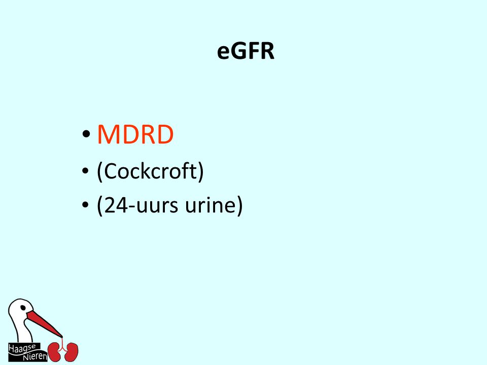 eGFR MDRD (Cockcroft) (24-uurs urine)