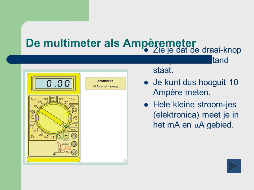 De multimeter als Ampèremeter
