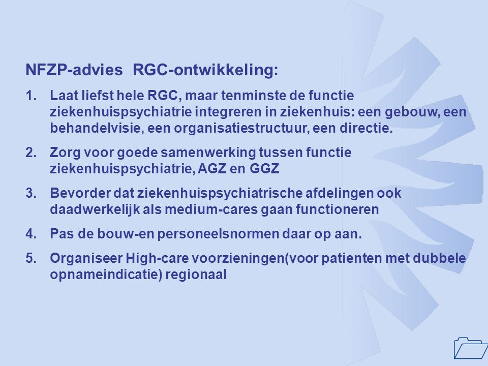 NFZP-advies RGC-ontwikkeling: