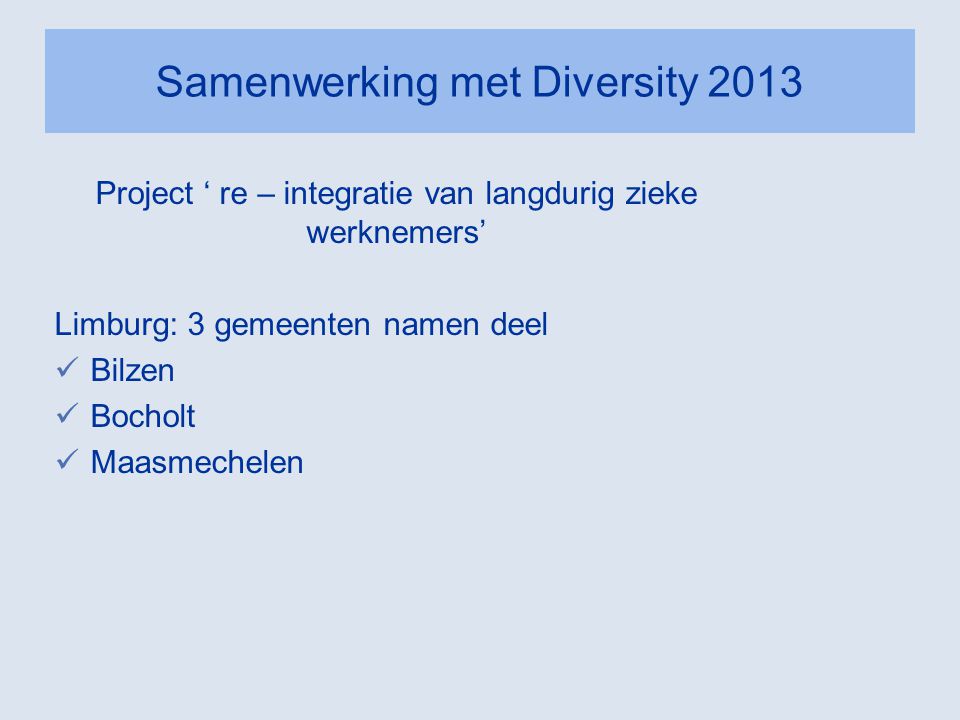 Samenwerking met Diversity 2013