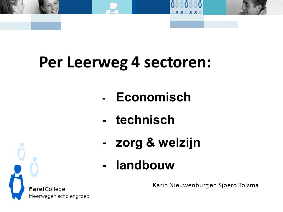 Per Leerweg 4 sectoren: - technisch - zorg & welzijn - landbouw
