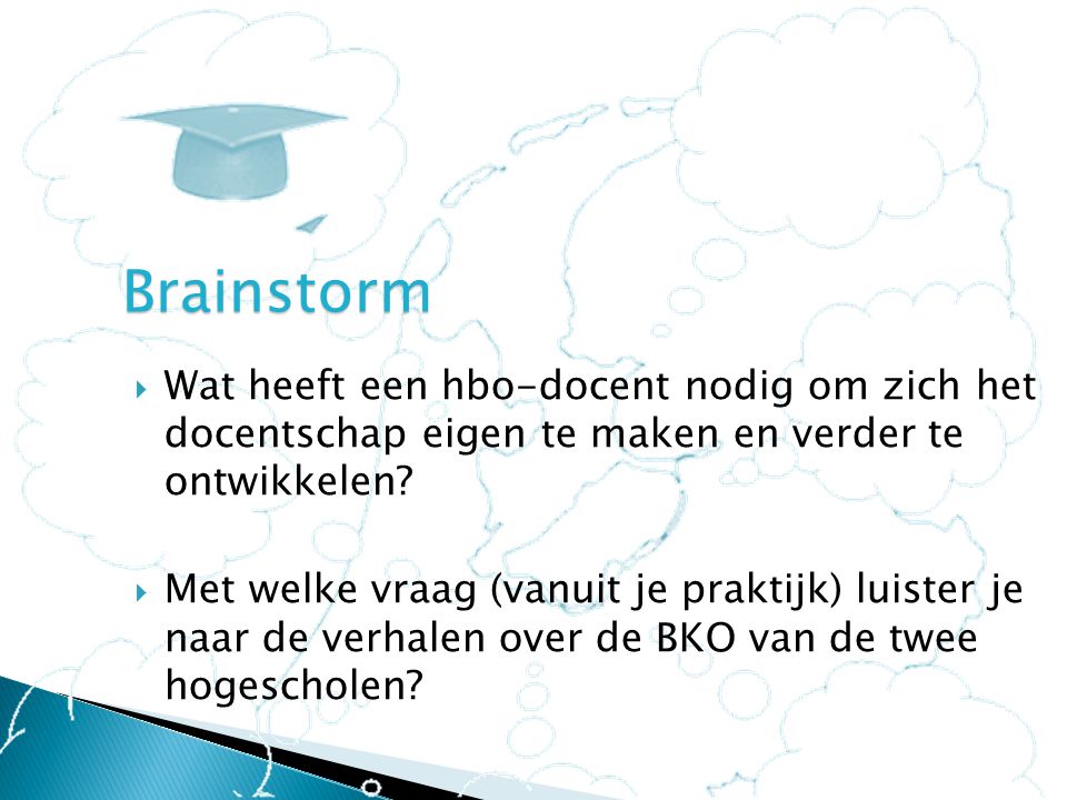 Brainstorm Wat heeft een hbo-docent nodig om zich het docentschap eigen te maken en verder te ontwikkelen