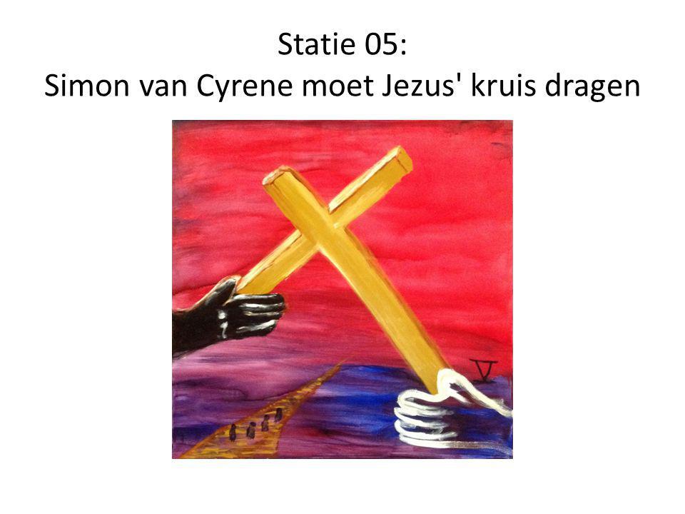 Statie 05: Simon van Cyrene moet Jezus kruis dragen