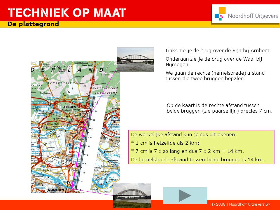 De plattegrond Links zie je de brug over de Rijn bij Arnhem.