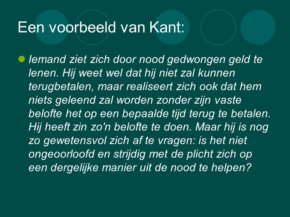 Een voorbeeld van Kant:
