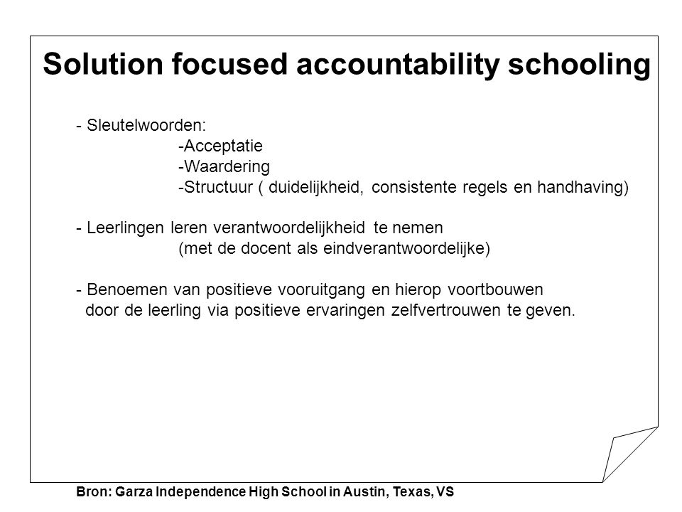 Solution focused accountability schooling