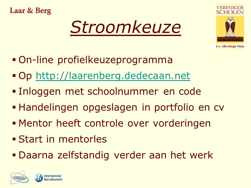 Stroomkeuze On-line profielkeuzeprogramma