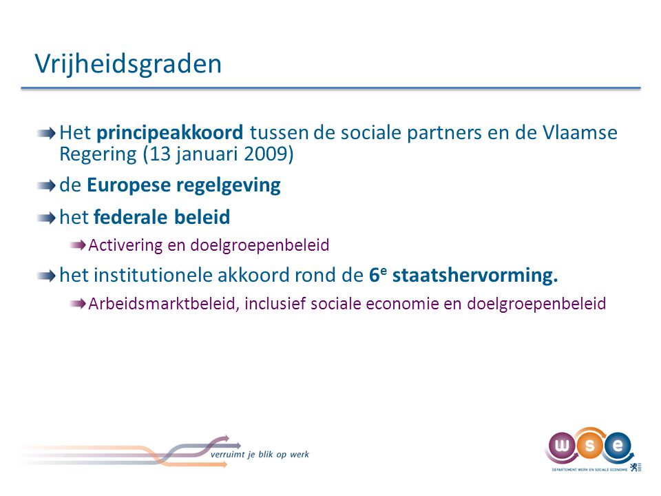 Vrijheidsgraden Het principeakkoord tussen de sociale partners en de Vlaamse Regering (13 januari 2009)