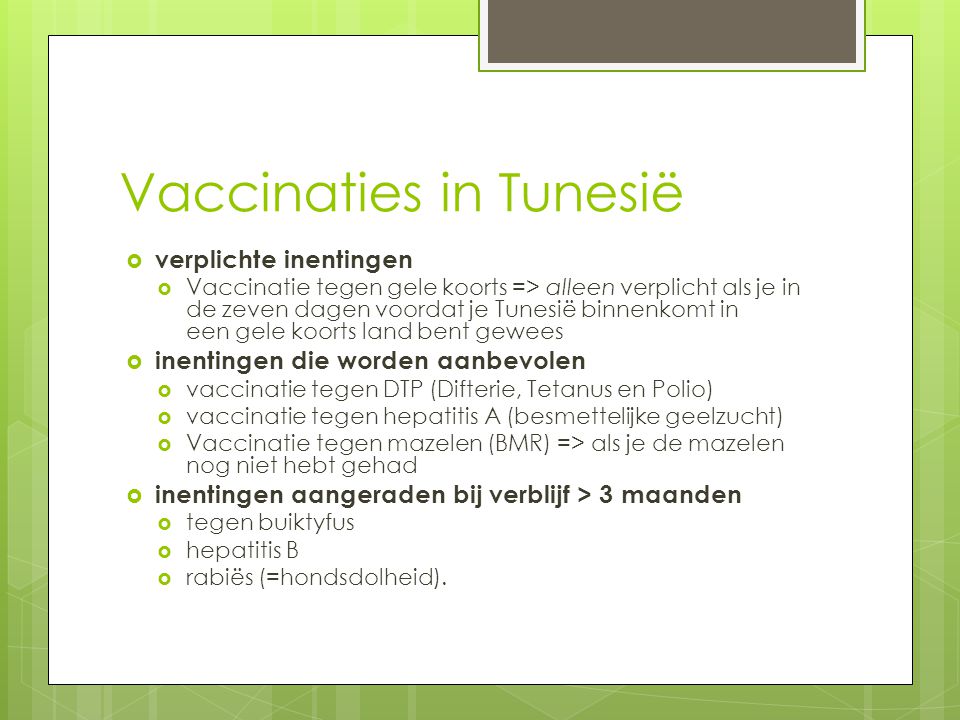 Vaccinaties in Tunesië