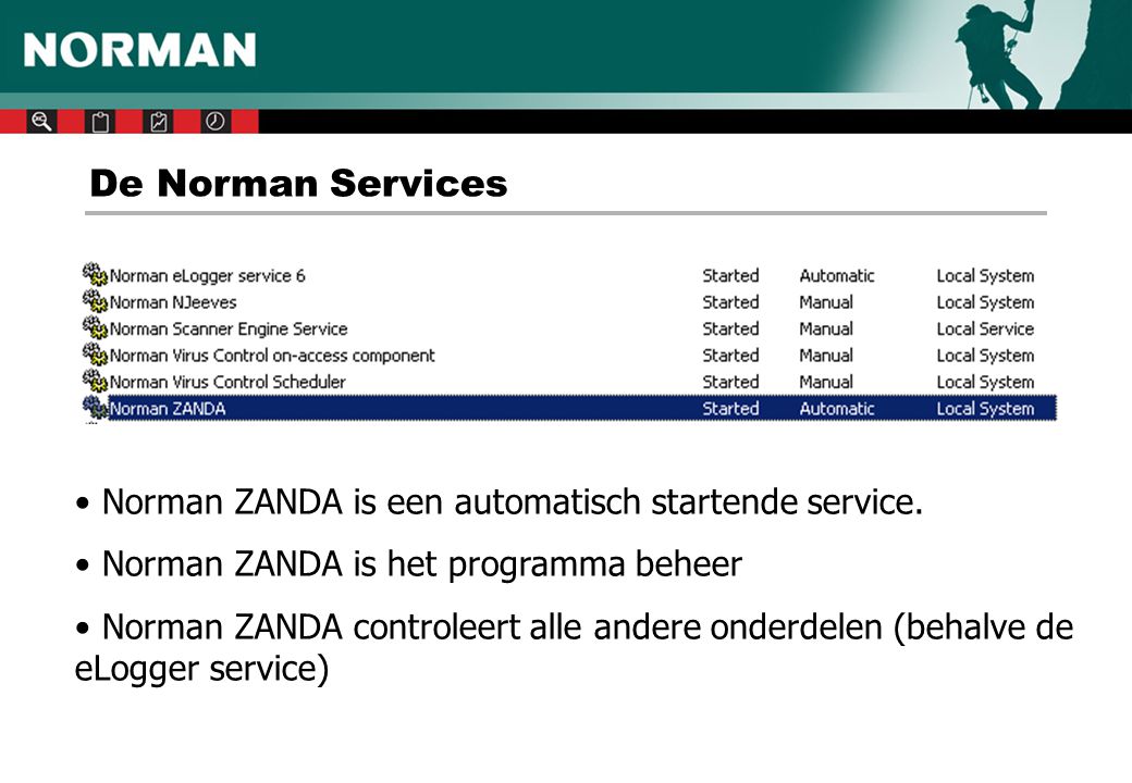 De Norman Services Norman ZANDA is een automatisch startende service.