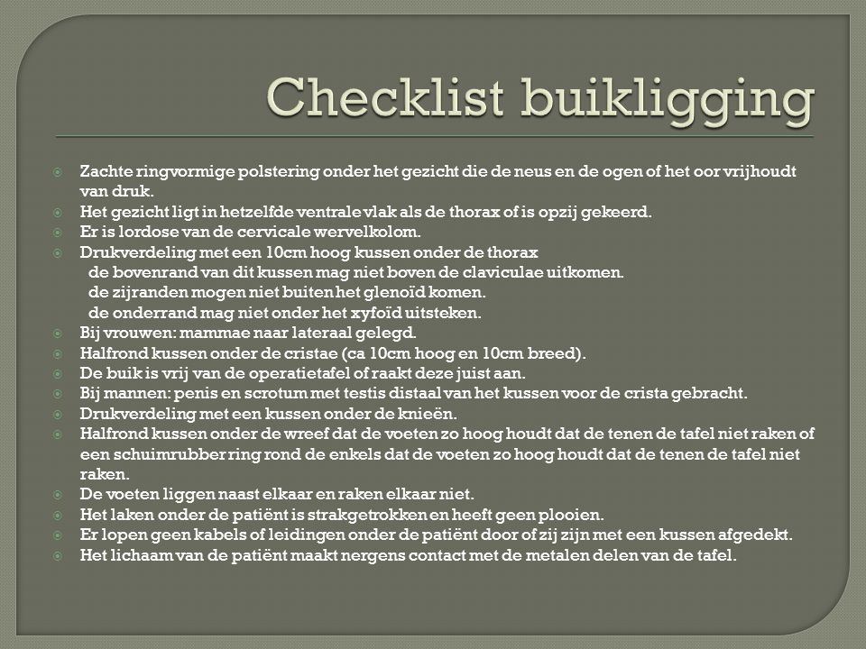 Checklist buikligging