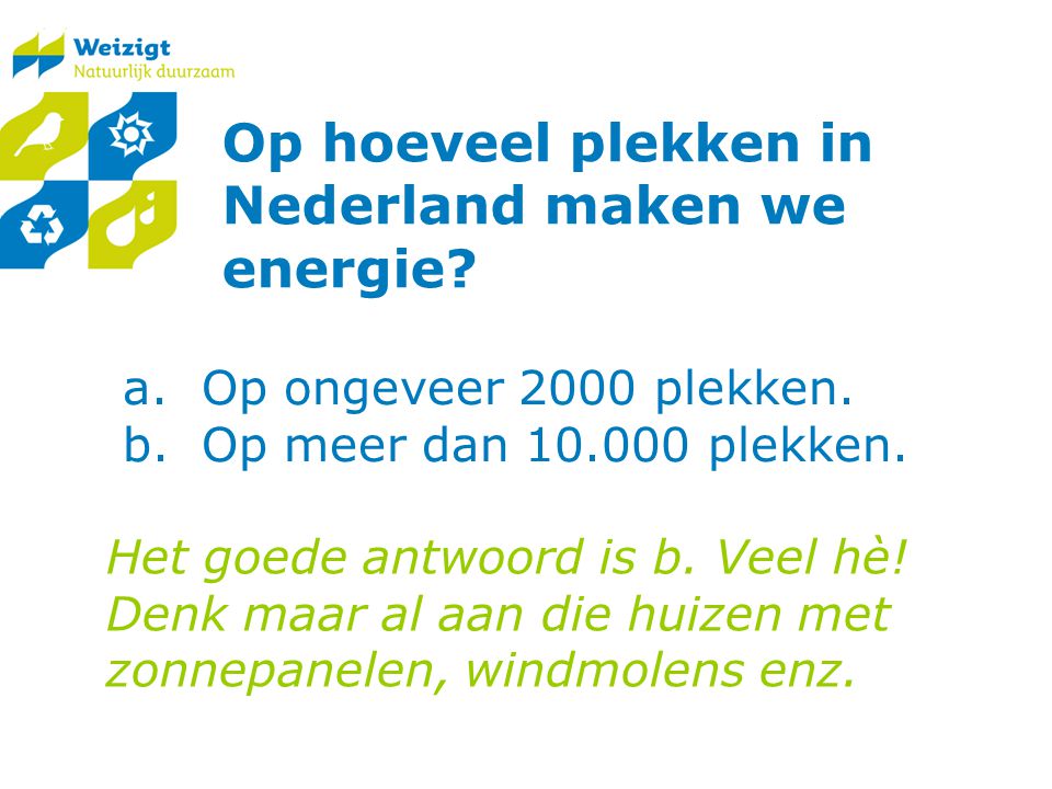 Op hoeveel plekken in Nederland maken we energie