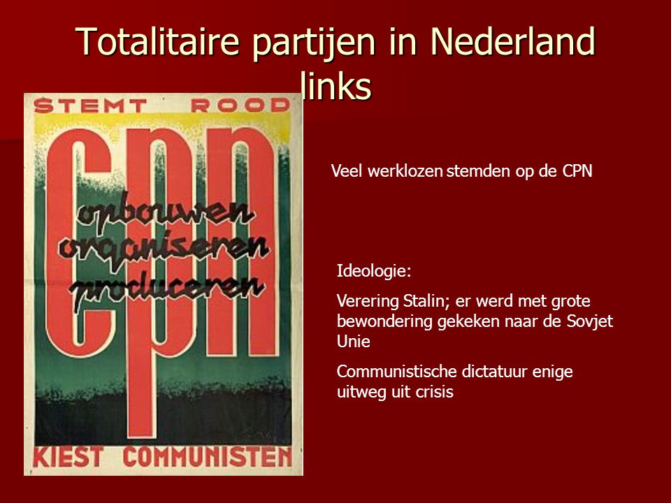 Totalitaire partijen in Nederland links