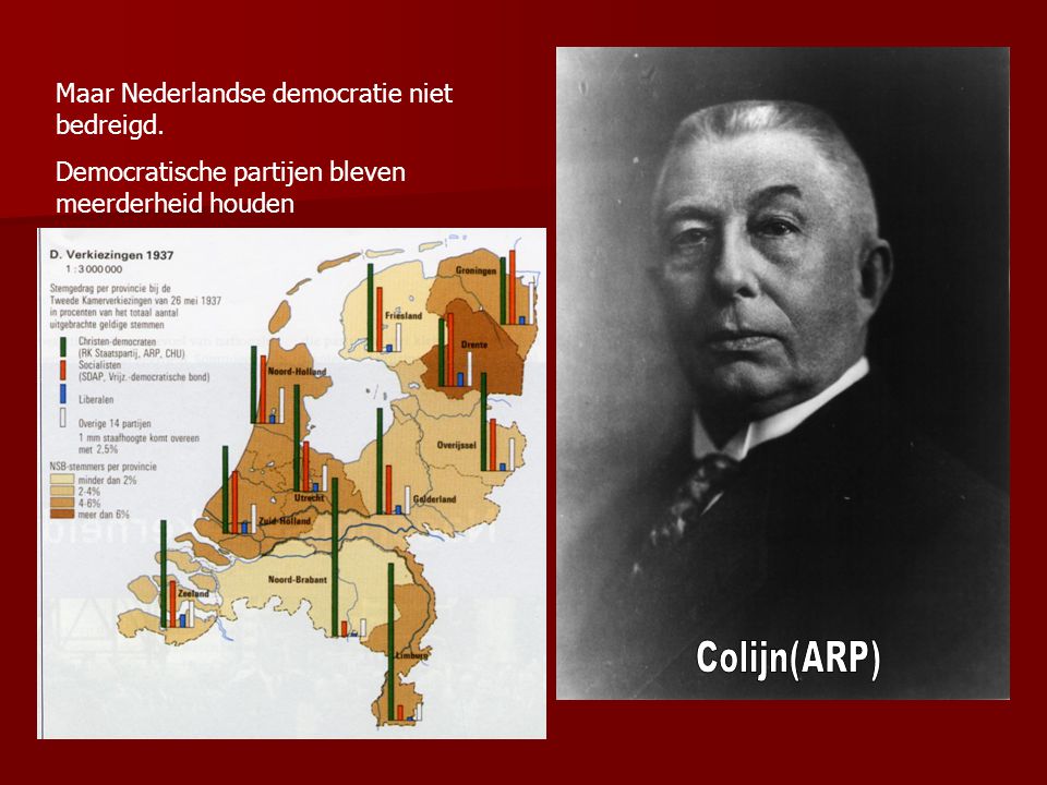 Colijn(ARP) Maar Nederlandse democratie niet bedreigd.