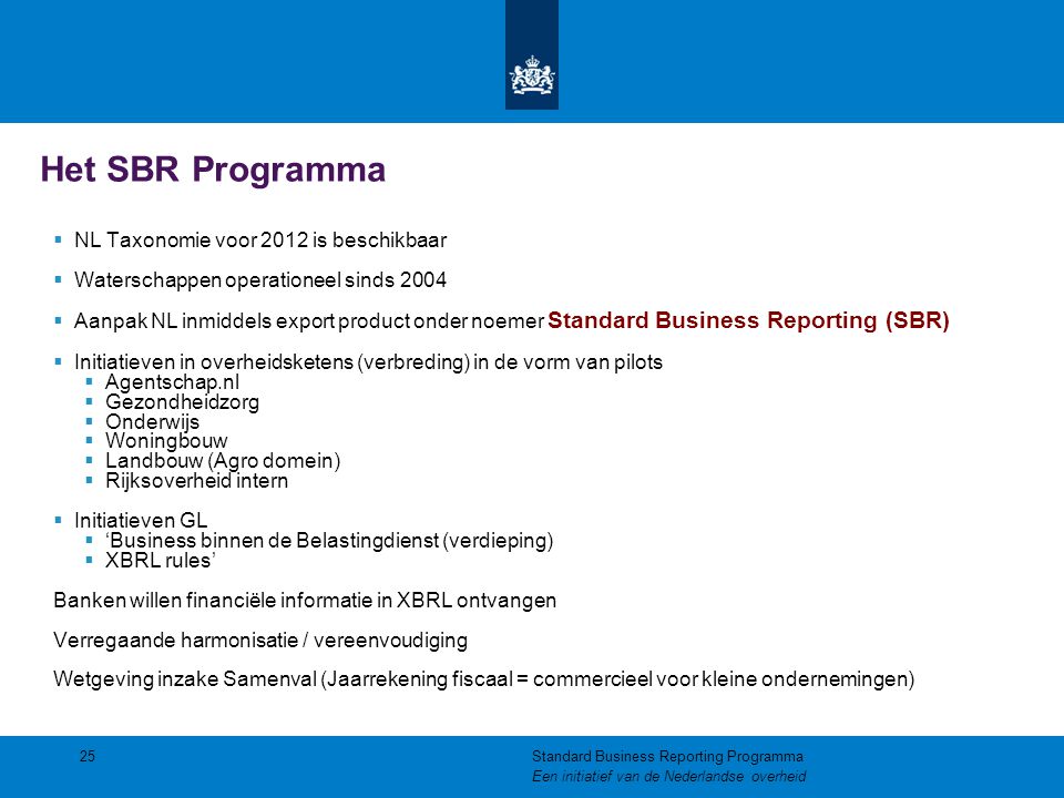Het SBR Programma NL Taxonomie voor 2012 is beschikbaar
