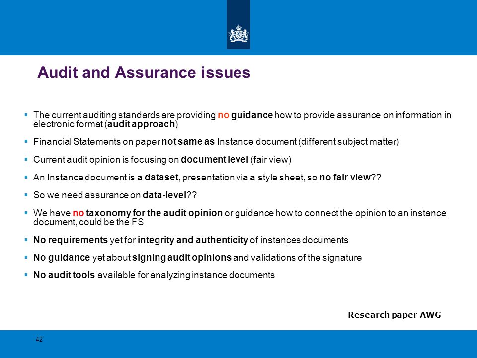 Audit and Assurance issues