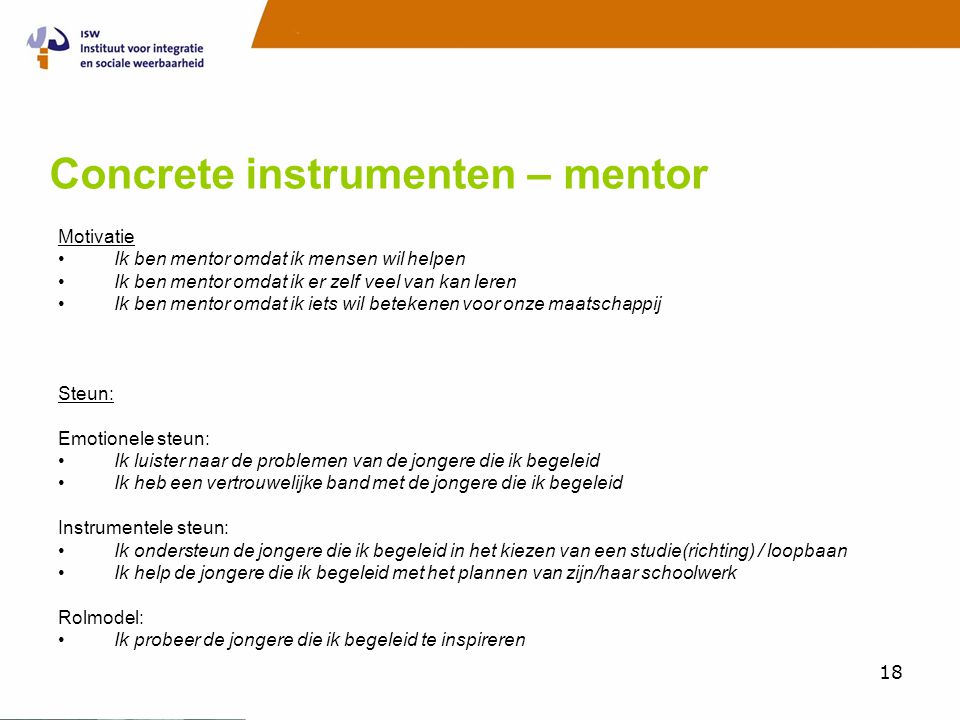 Concrete instrumenten – mentor