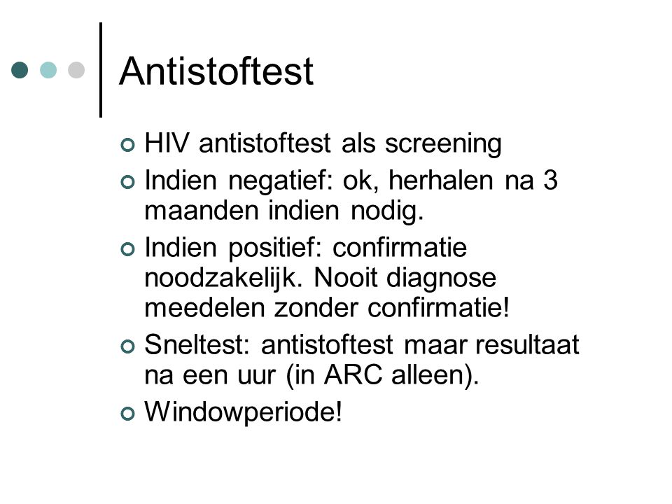 Antistoftest HIV antistoftest als screening