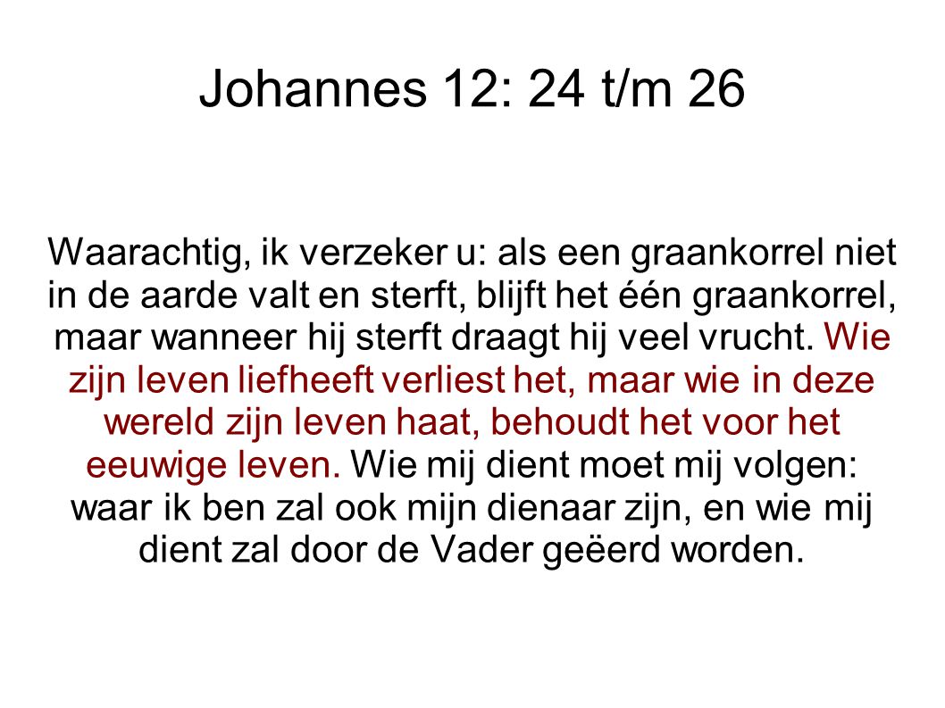 Johannes 12: 24 t/m 26
