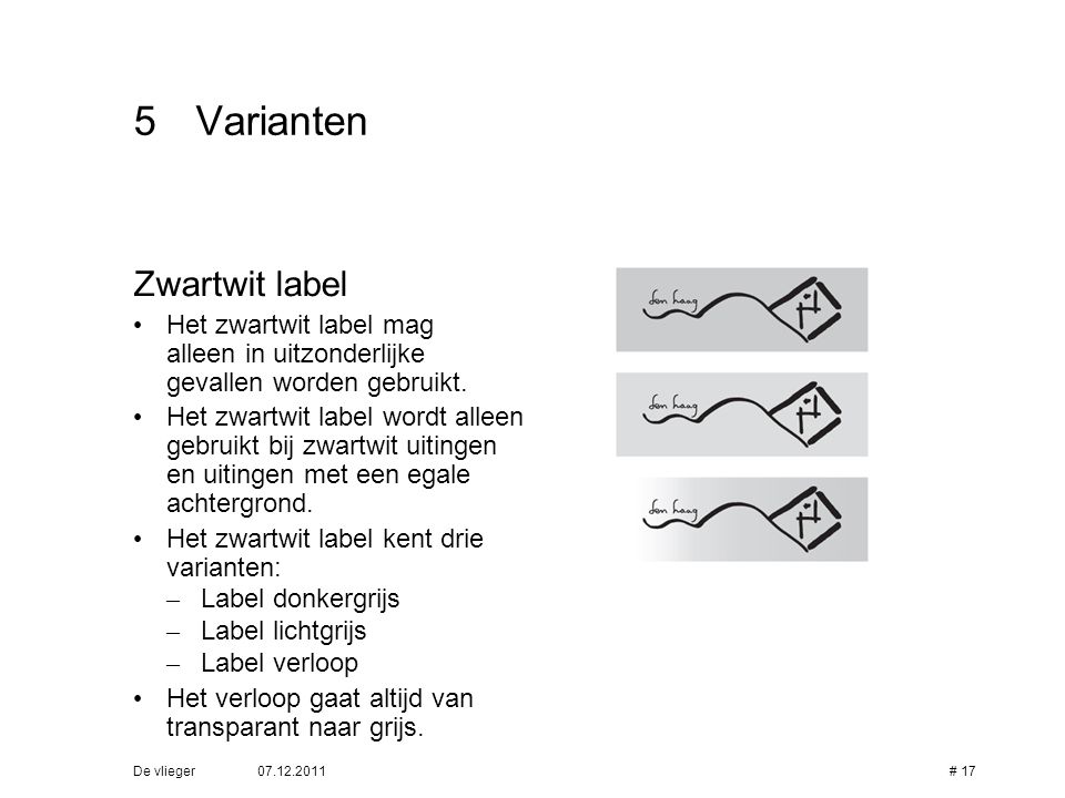 5 Varianten Zwartwit label
