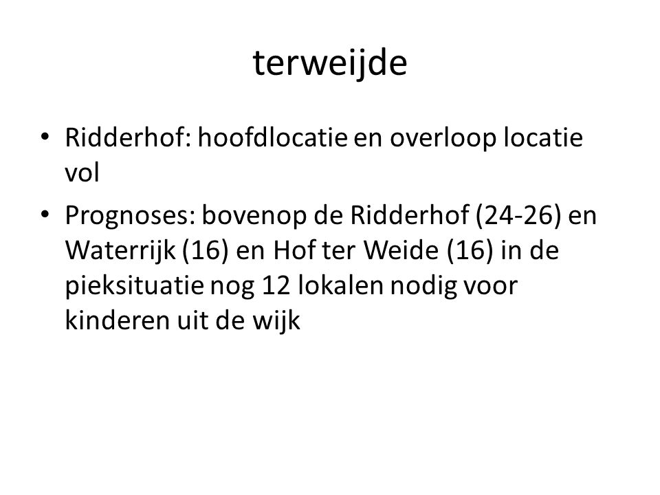 terweijde Ridderhof: hoofdlocatie en overloop locatie vol