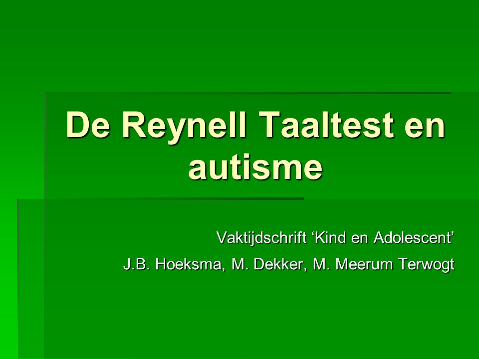 De Reynell Taaltest en autisme