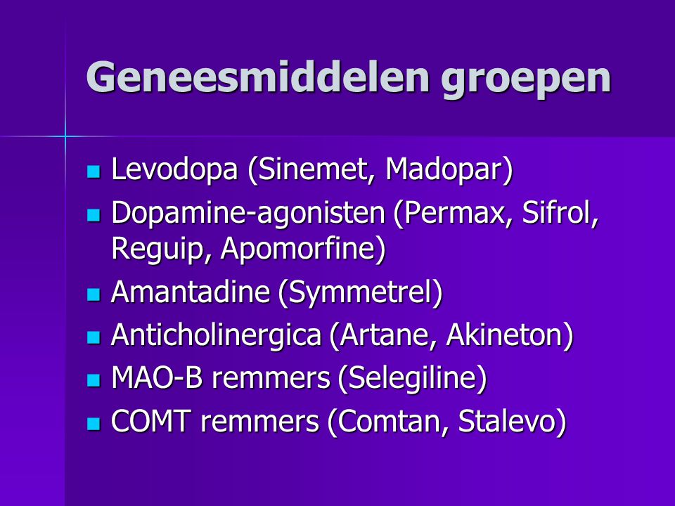 Geneesmiddelen groepen