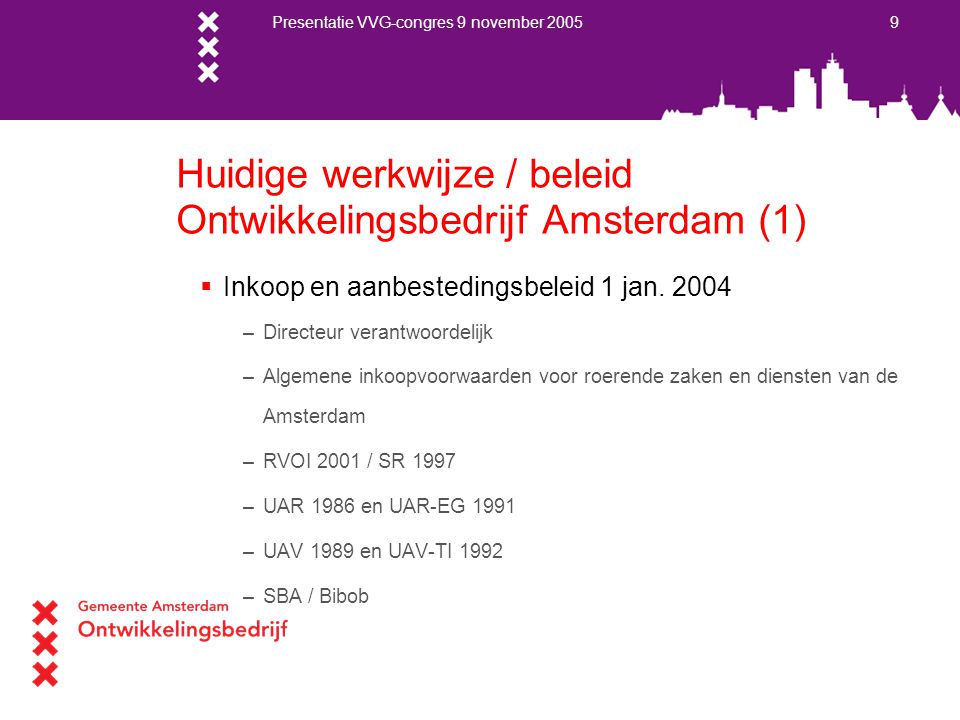 Huidige werkwijze / beleid Ontwikkelingsbedrijf Amsterdam (1)