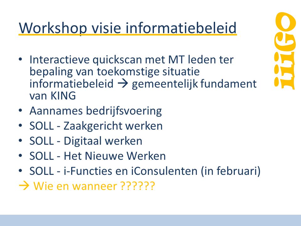 Workshop visie informatiebeleid