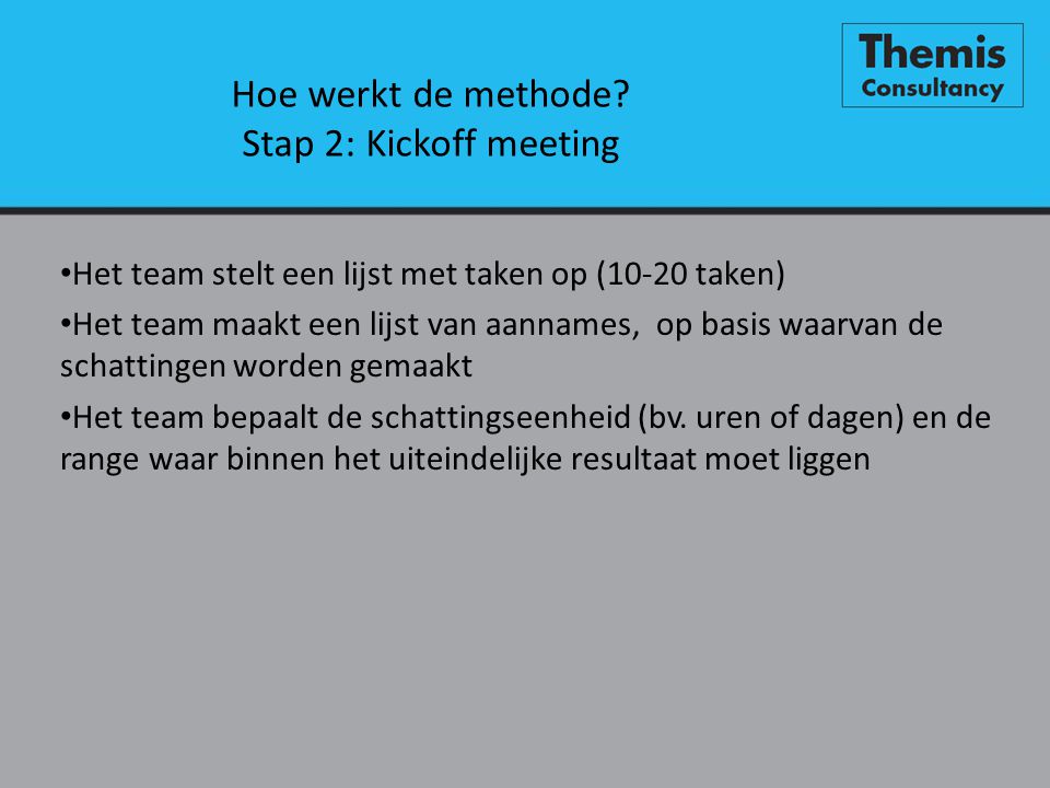Hoe werkt de methode Stap 2: Kickoff meeting