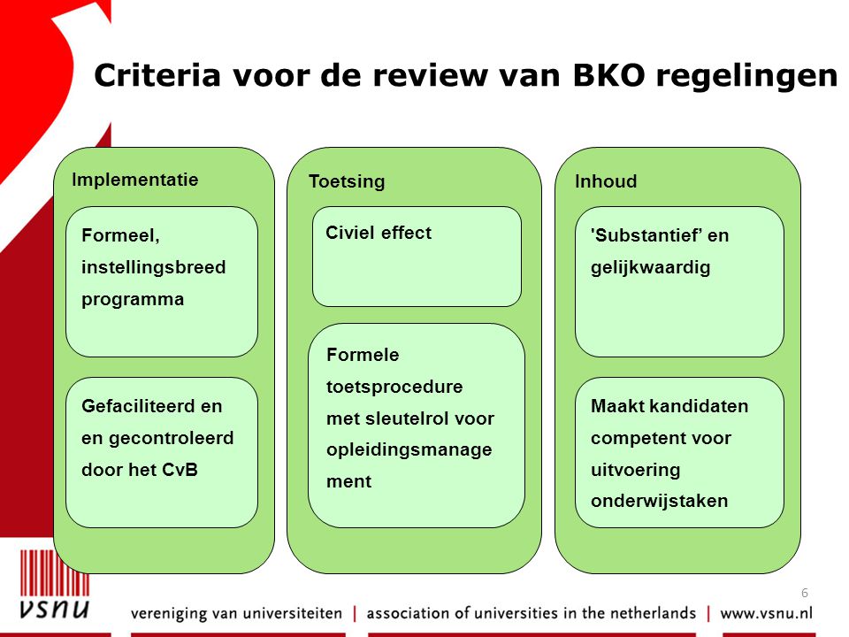 Criteria voor de review van BKO regelingen
