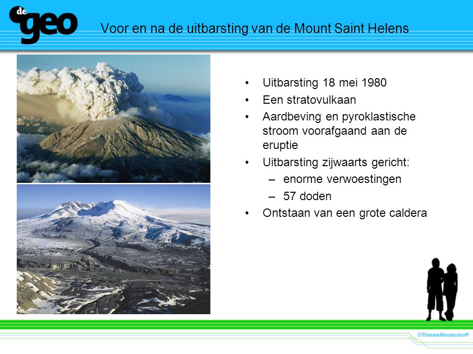 Voor en na de uitbarsting van de Mount Saint Helens