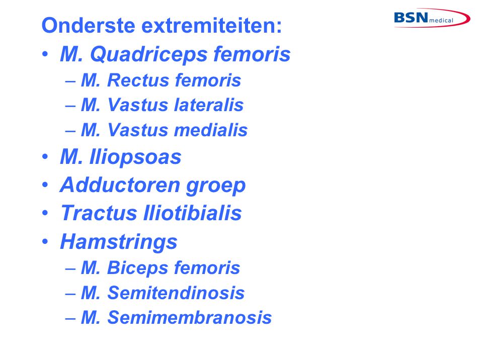 Onderste extremiteiten: M. Quadriceps femoris